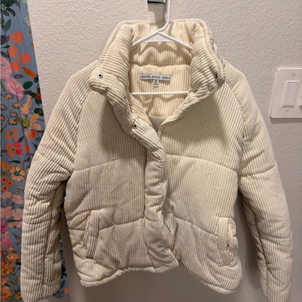White Corduroy Puffer Jacket
